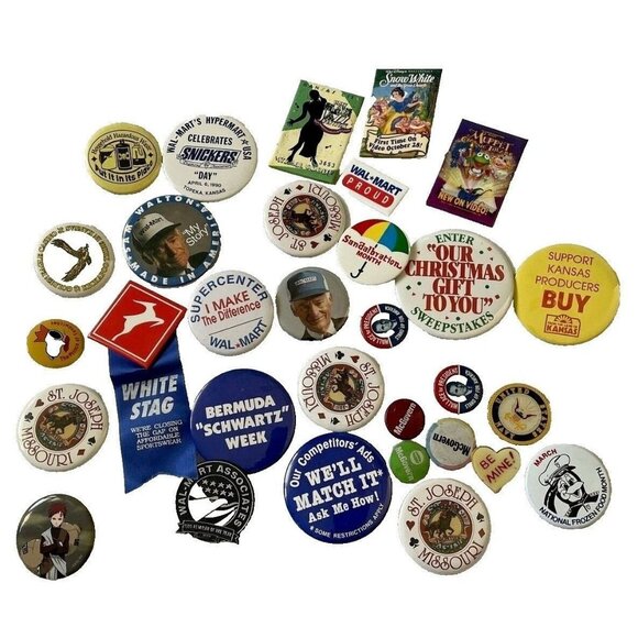 Vintage Pinback Button Collection - 30 Pcs - Wm. Dalton St. Joseph & More - Picture 1 of 12
